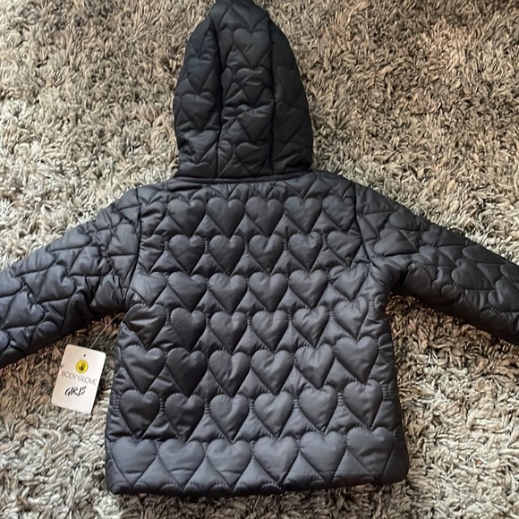 💗Navy puffer coat with quilted heart pattern - Picture 4 of 5
